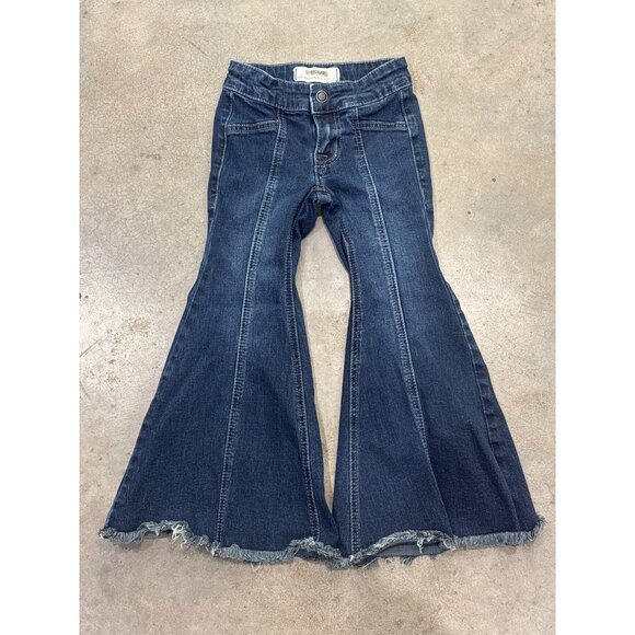 Girls Rock & Roll Cowgirl Bargain Button Bell Bottom Jeans Size 5 - Picture 1 of 3